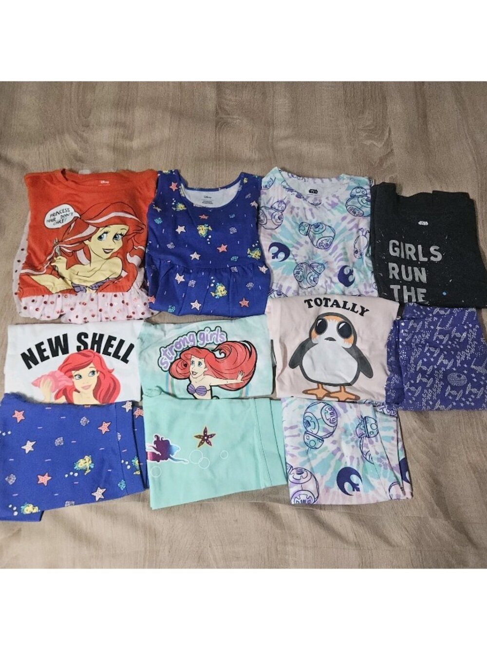 Girls Size M 8 Years Ariel Star Wars Tshirts Dresses Leggings Nwot School